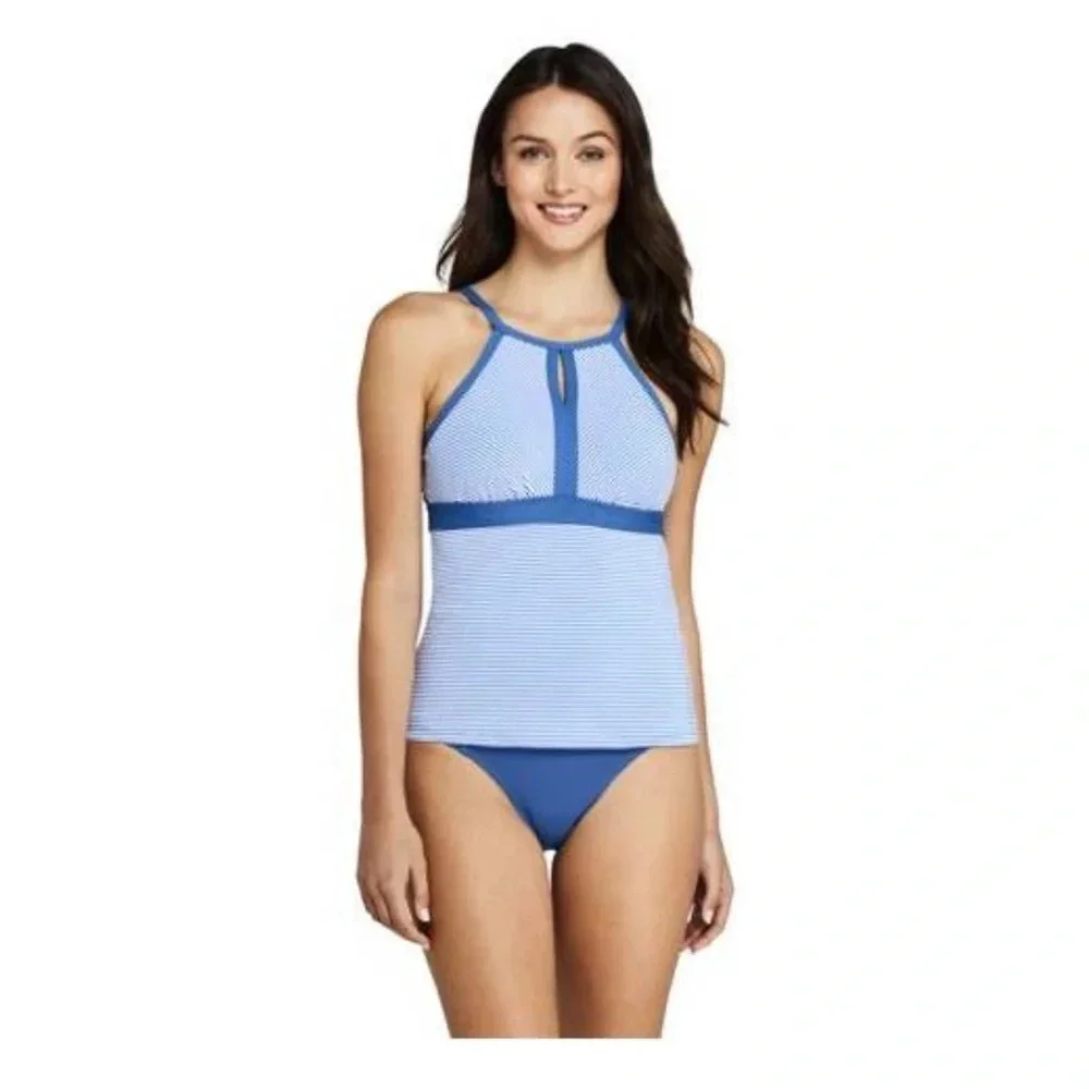 Lands end Keyhole high neck modest tankini top adjustable straps Sz 18 plus